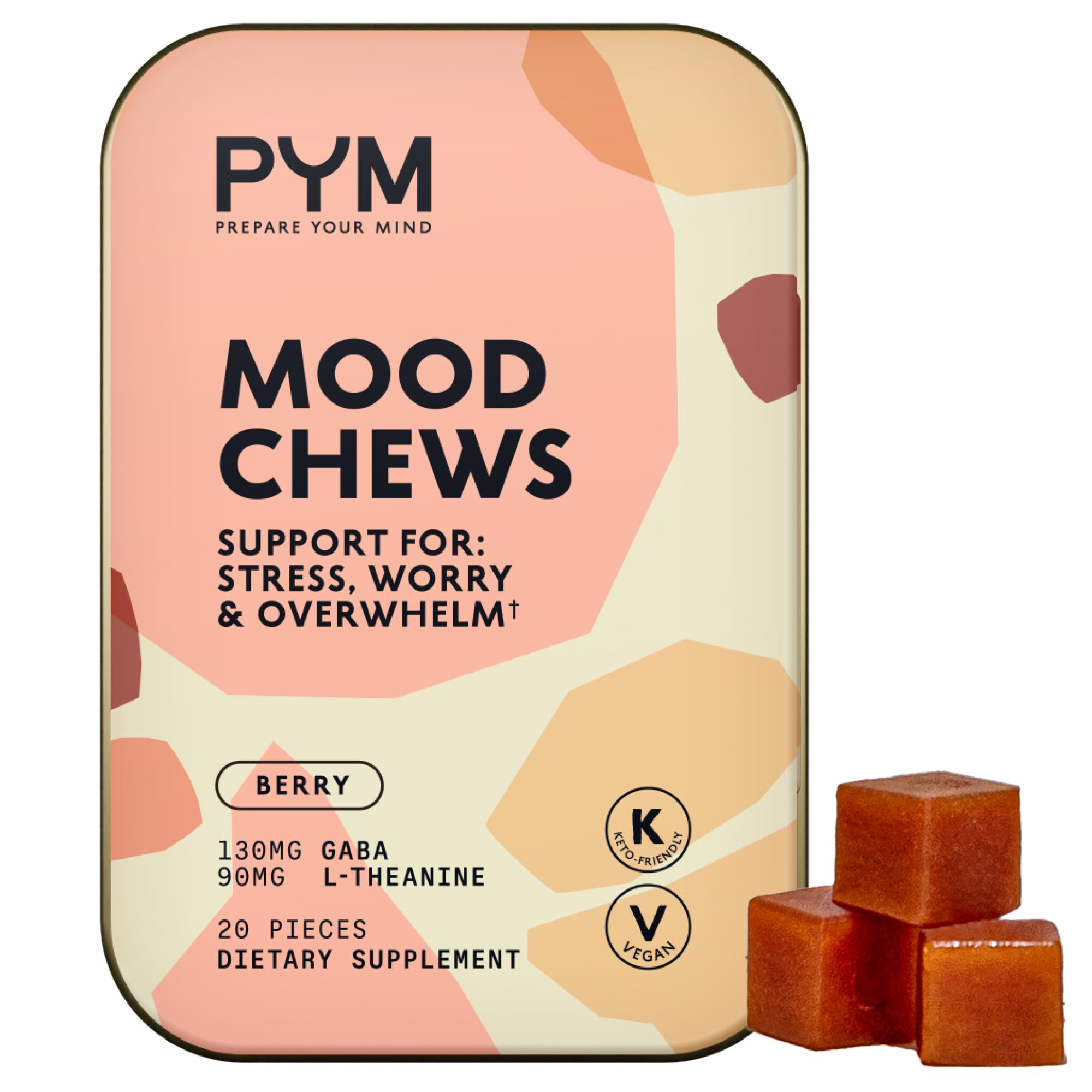 PYM envase frontal mostrando masticables y beneficio práctico