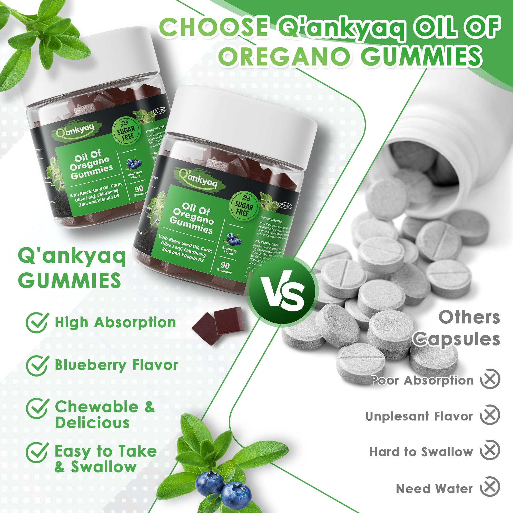 Acercamiento etiqueta Q'ankyaq con lista de ingredientes y beneficios claros