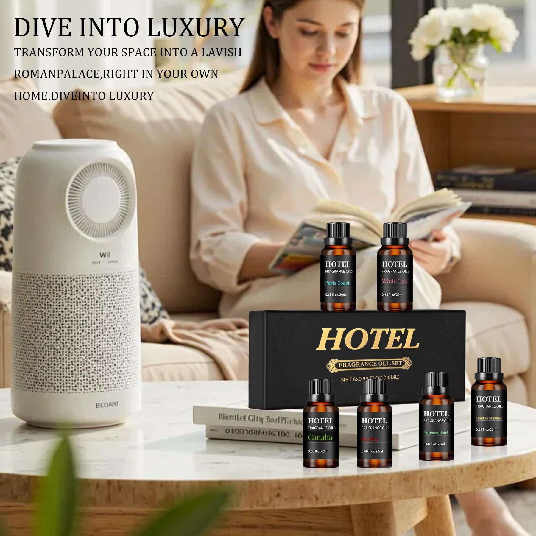 Qiapu reed diffuser con aceite, solución sin electricidad para aroma