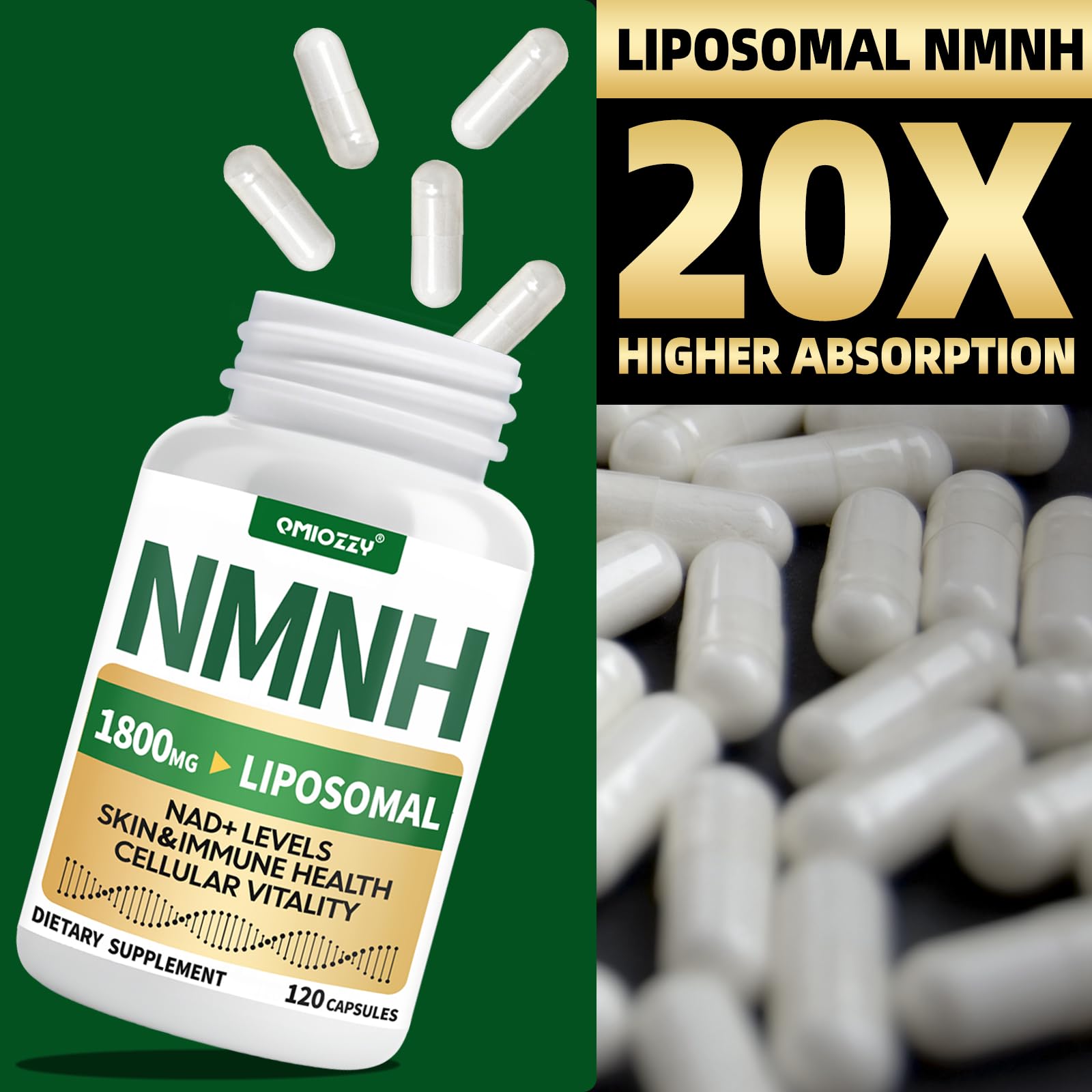 Qmiozzy detalle liposomal mostrando tecnología y mejor absorción