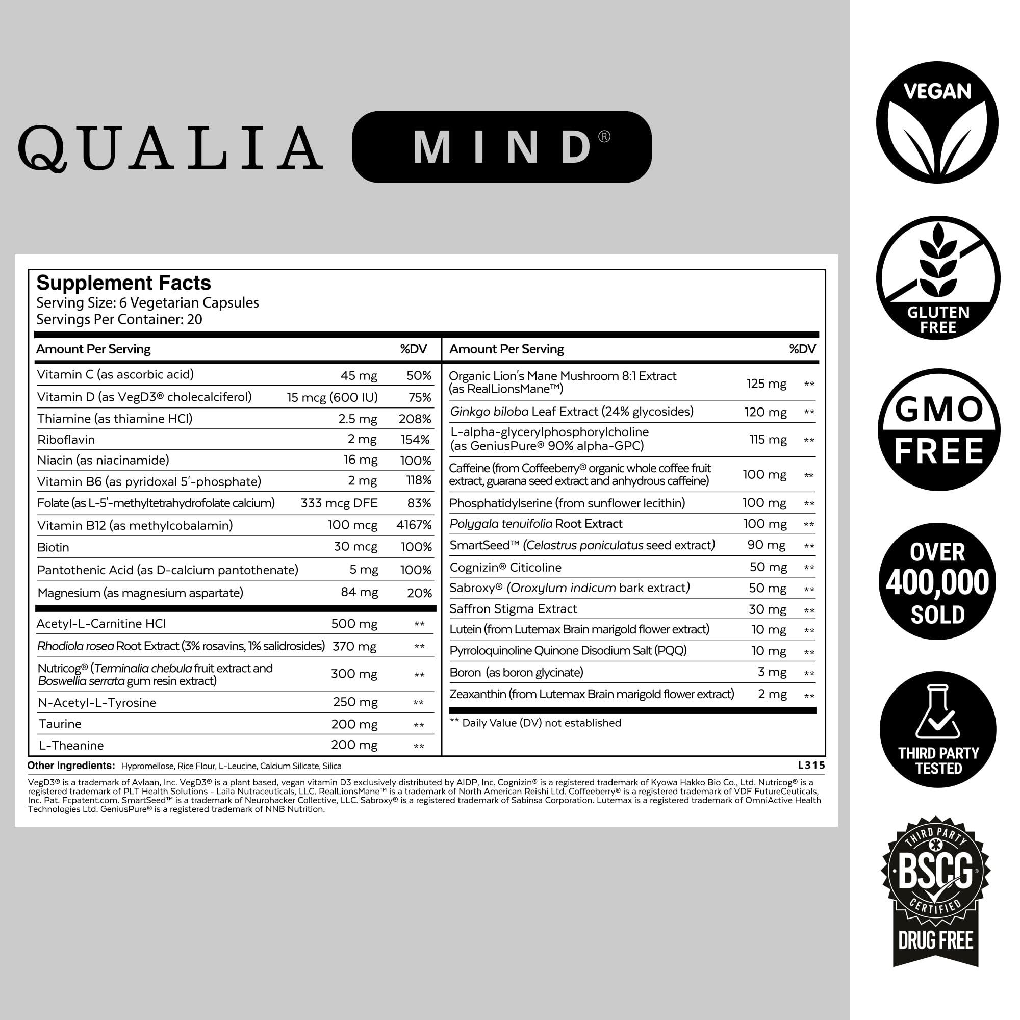 QUALIA LIFE SCIENCES comparación de tamaño con móvil para referencia de escala