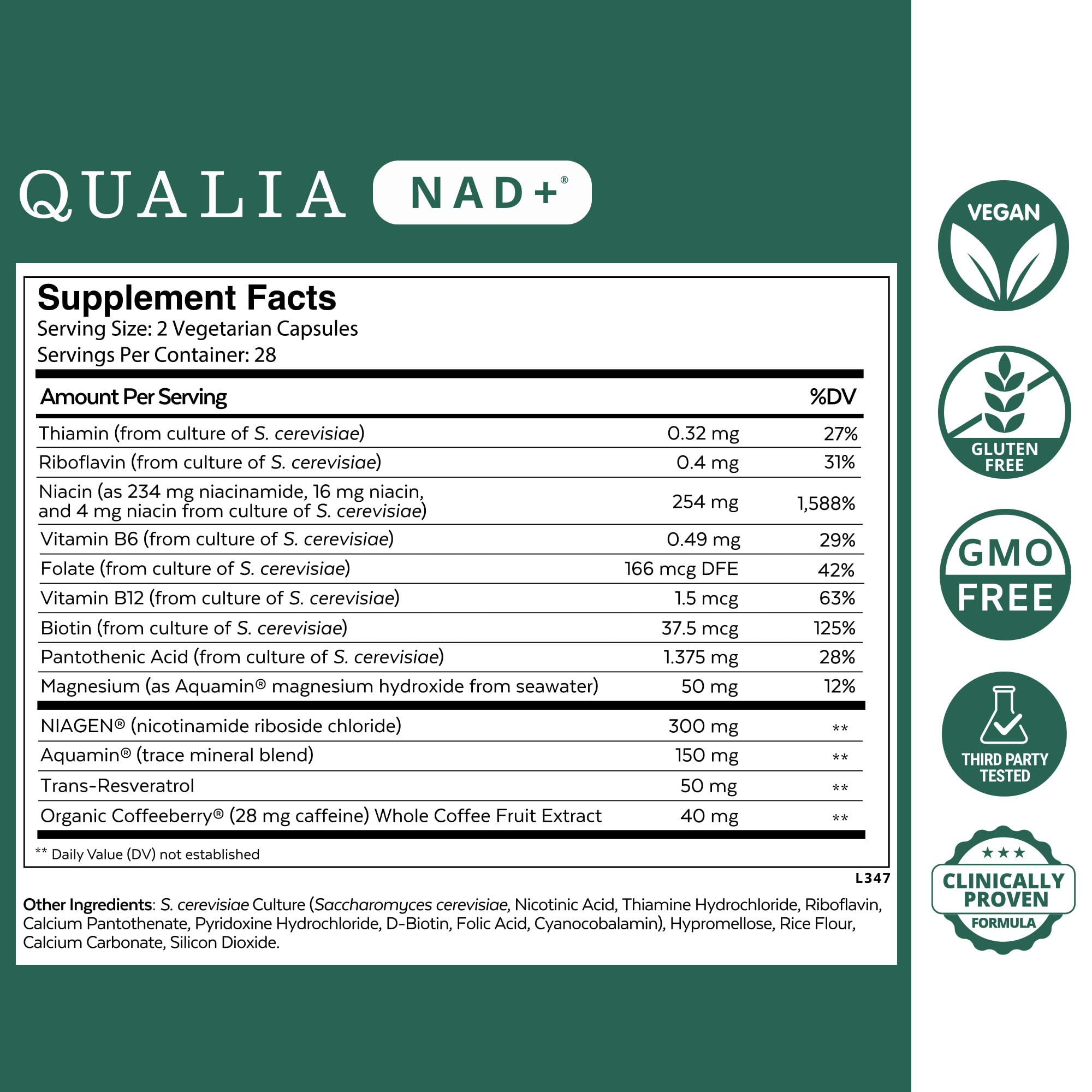 Qualia NAD+ detalle de tableta enfatizando la calidad y potencia