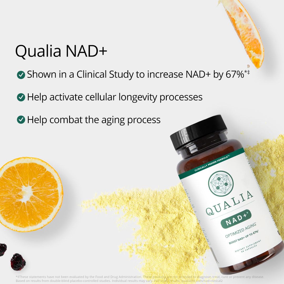 Qualia Life Sciences cápsula tomada en escritorio mostrando uso diario