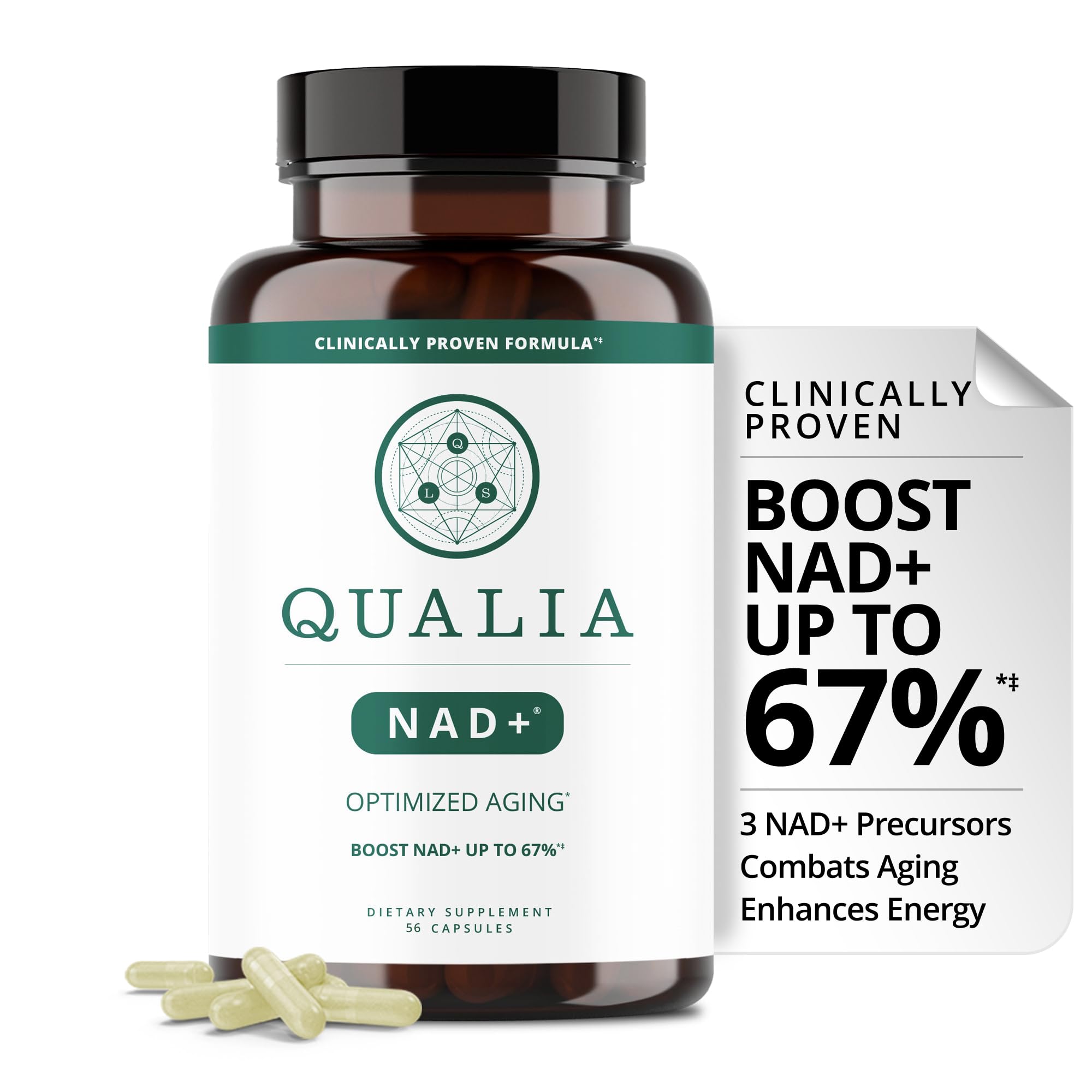 Qualia Life Sciences frente del empaque mostrando diseño y beneficio de energía