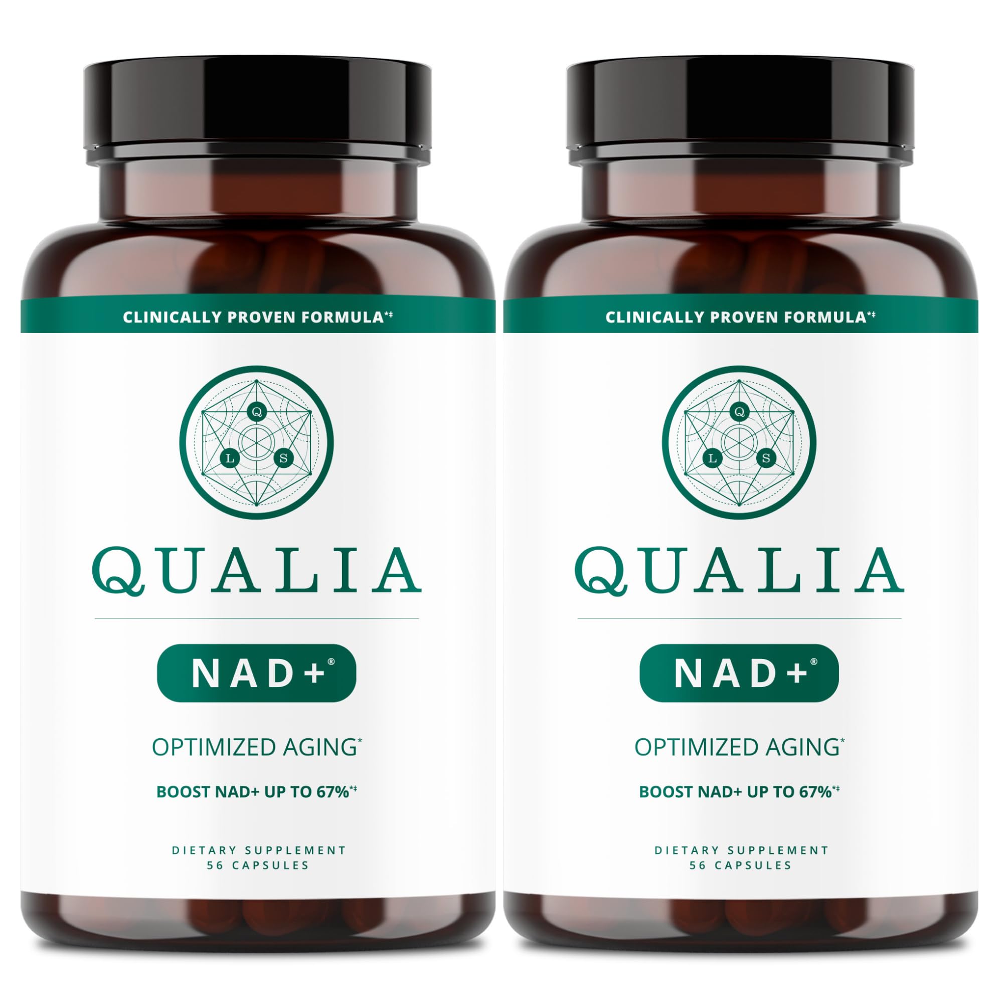 QUALIA LIFE SCIENCES envase frontal mostrando fórmula NAD más energía