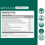 Qualia Senolytic close-up de cápsulas, detalle de textura y pureza