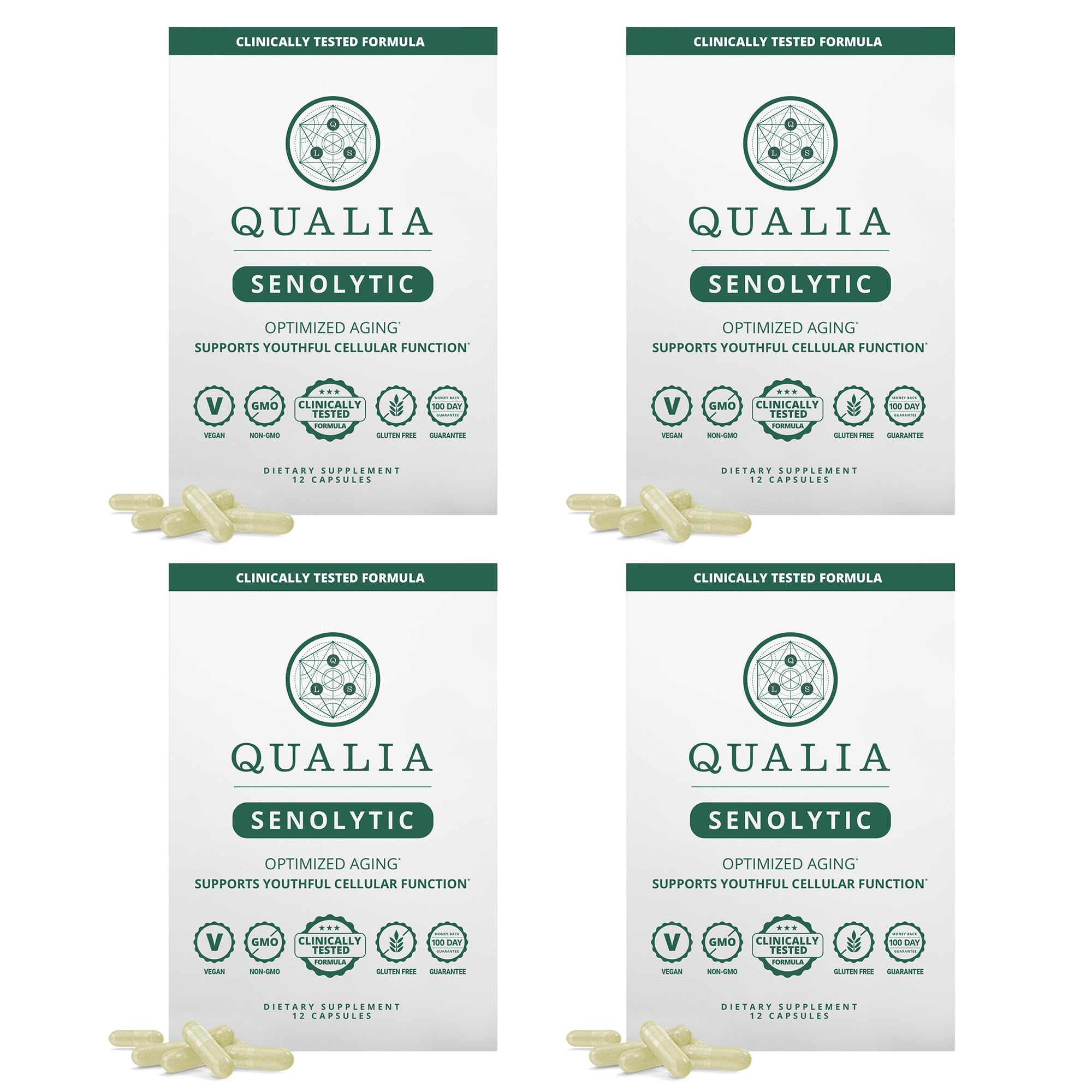QUALIA LIFE SCIENCES frasco frontal mostrando etiqueta y beneficios