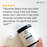 QUALIA LIFE SCIENCES primer plano del polvo para ver la textura fina y mezcla rápida