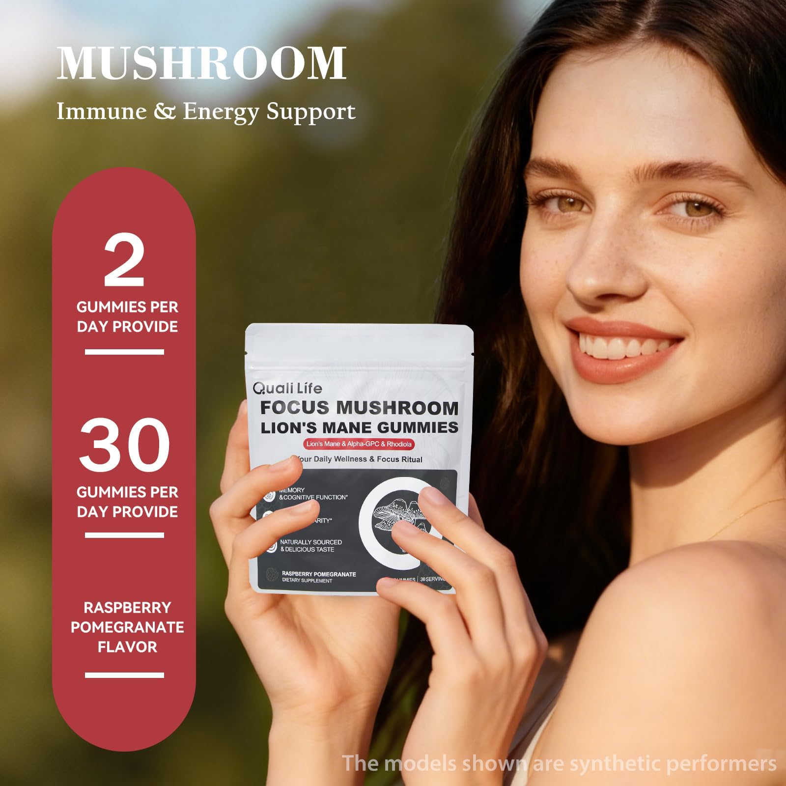 QualiLife gominolas en mano para comparar tamaño y dosis portátil