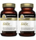 Quality of Life kinoko gold frente del empaque mostrando frascos y beneficios