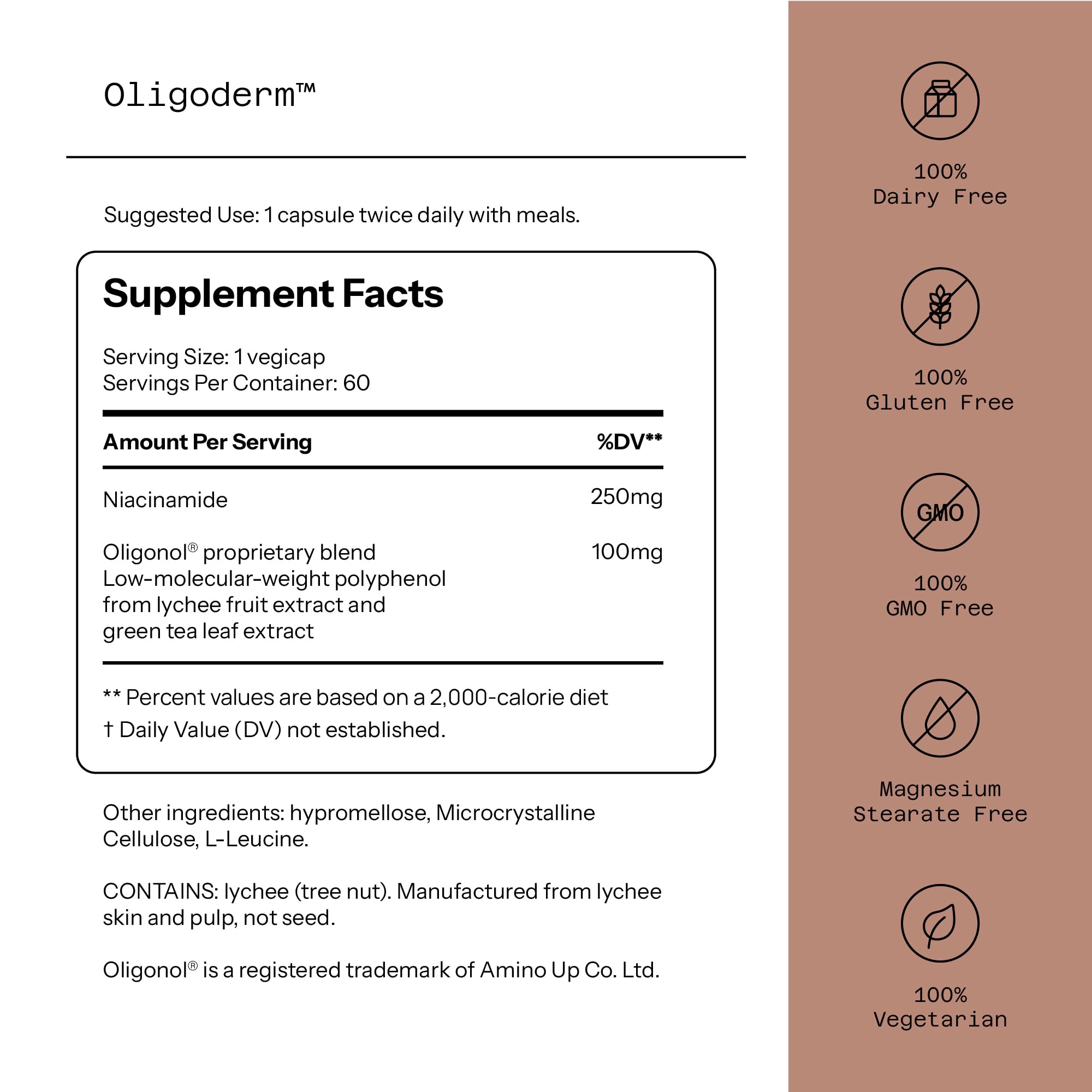 Quality of Life Oligoderm cápsulas en primer plano que resaltan fórmula vegetariana