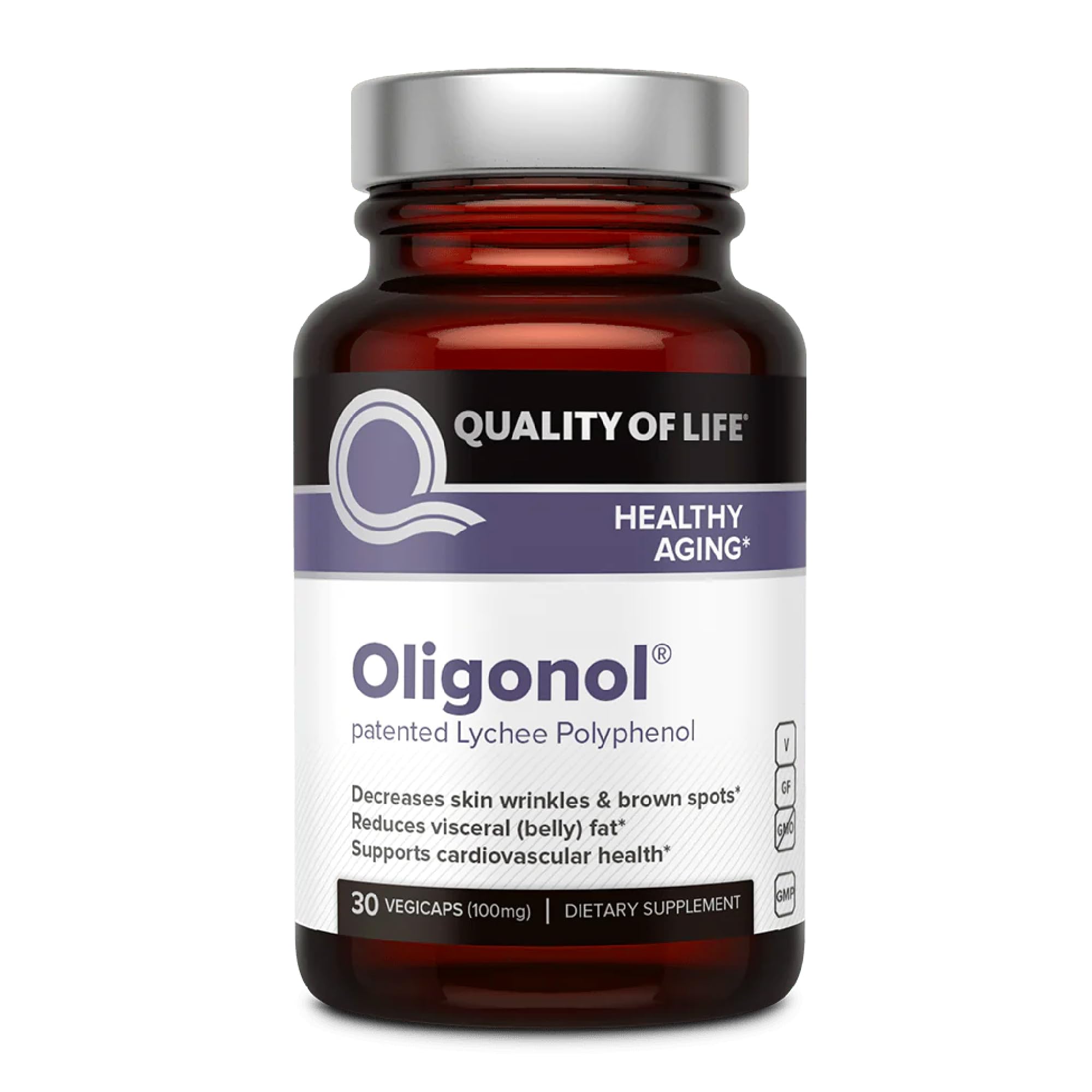 Quality of Life envase frontal de Oligonol mostrando etiqueta y beneficios