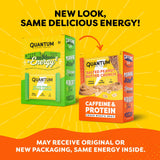 Quantum Energy Squares desayuno alternativo junto a una bebida enfatiza energía
