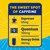 Etiqueta de Quantum Energy Square con certificaciones vegana, sin gluten y Non-GMO