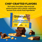 Quantum Energy Squares etiqueta nutricional visible, claridad sobre cafeína y proteína