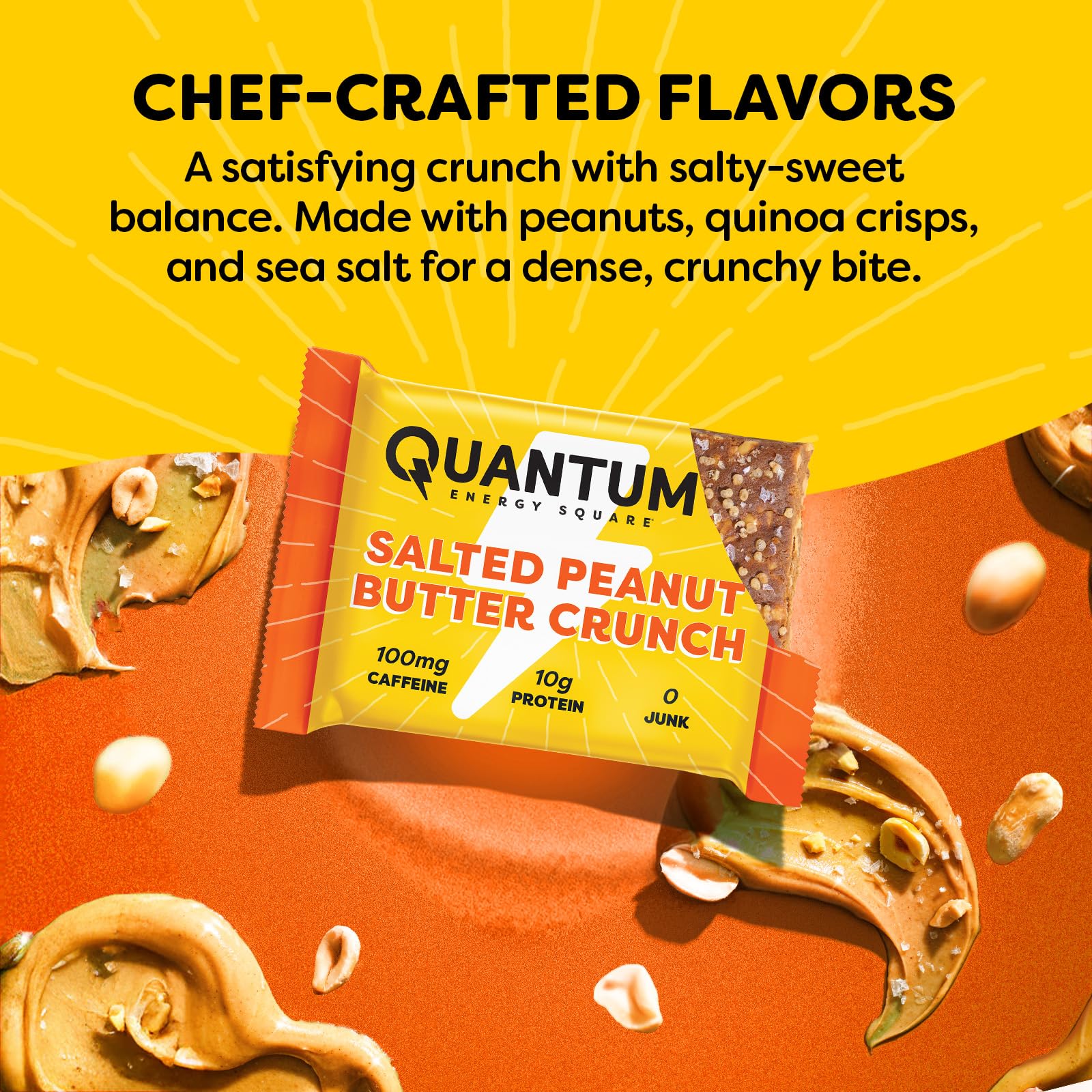 Quantum Energy Squares ingredientes naturales alineados subrayan nutrición limpia