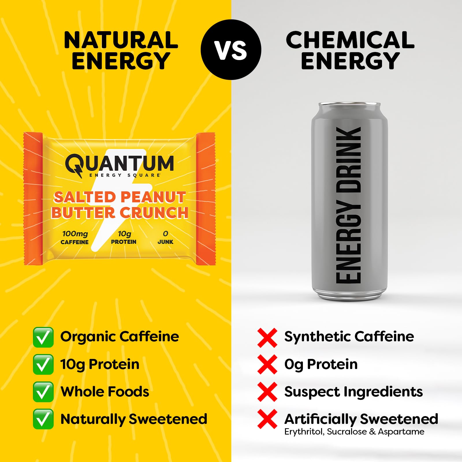 Quantum Energy Squares comparación de tamaño para llevar en bolso o mochila