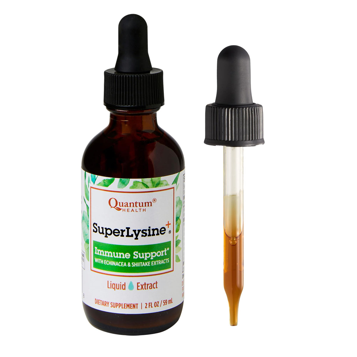 Quantum SuperLysine frontal botella mostrando etiqueta y beneficio práctico