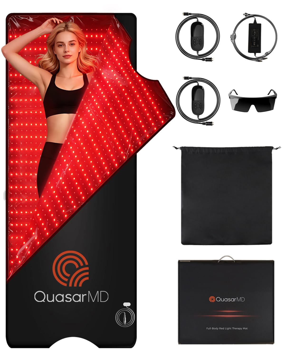 QuasarMD vista frontal de la esterilla mostrando diseño completo y potencia terapéutica