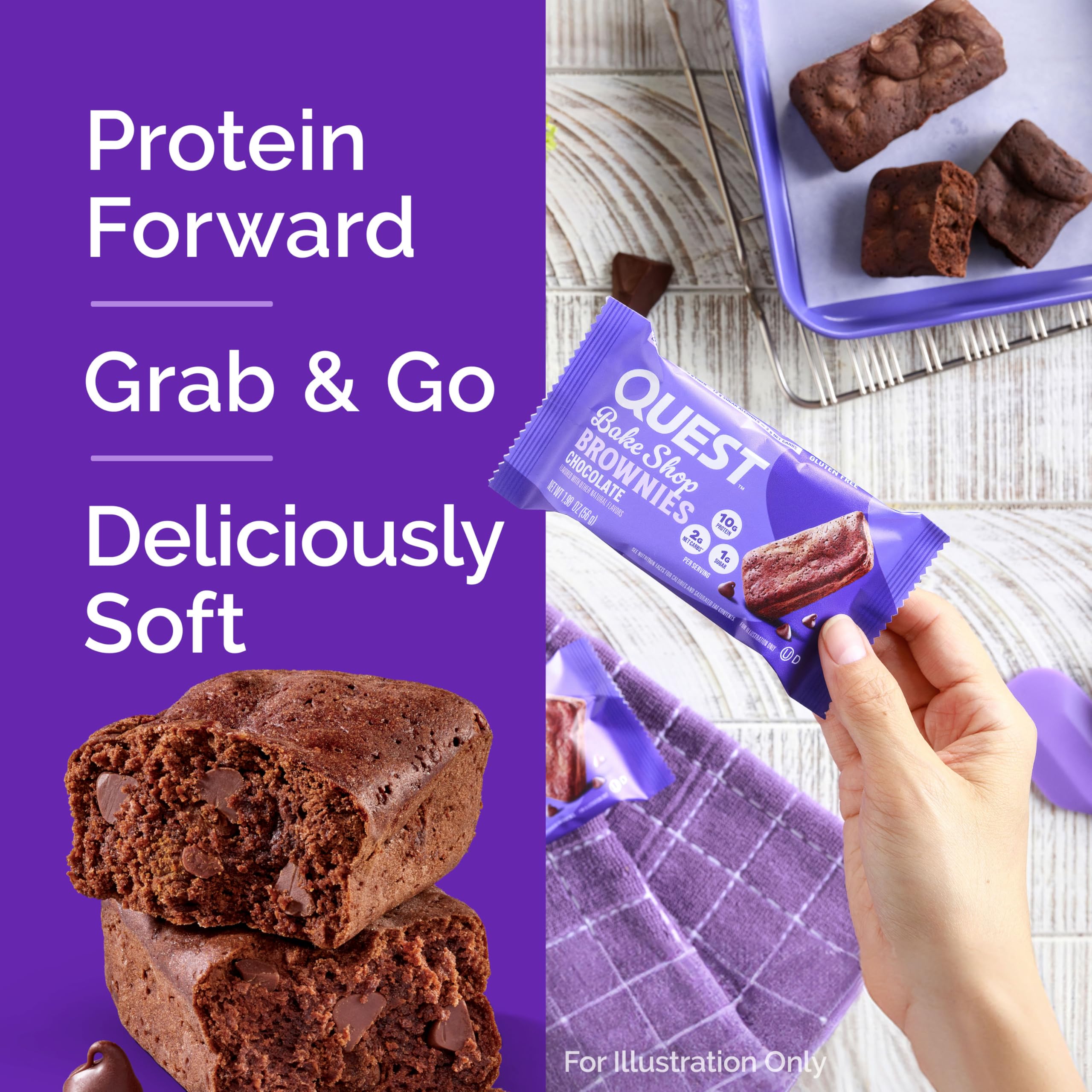 Quest brownie paquete abierto con varias unidades listo para llevar