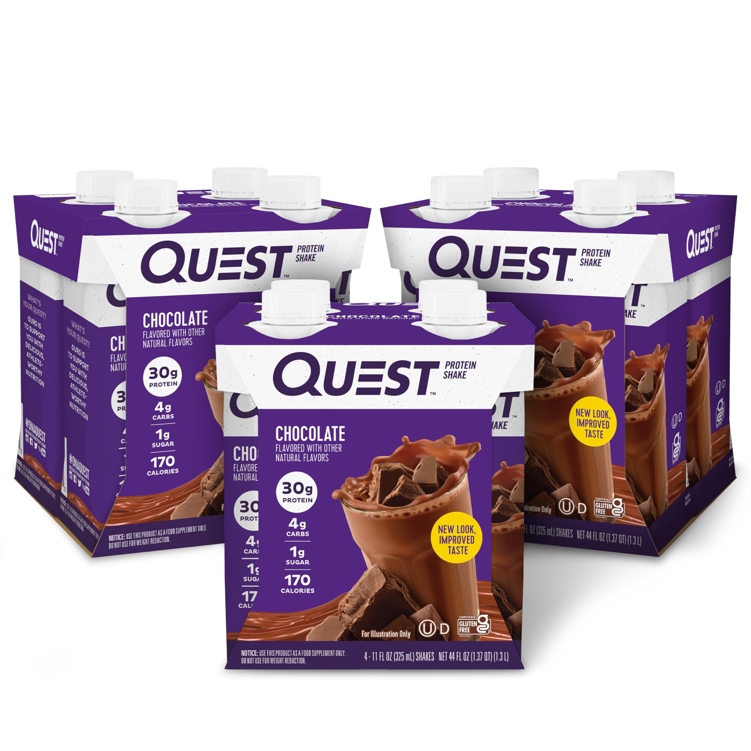 Quest batido chocolate frontal mostrando etiqueta y beneficio práctico