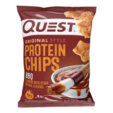 Quest paquete frontal BBQ mostrando tamaño y beneficios proteicos