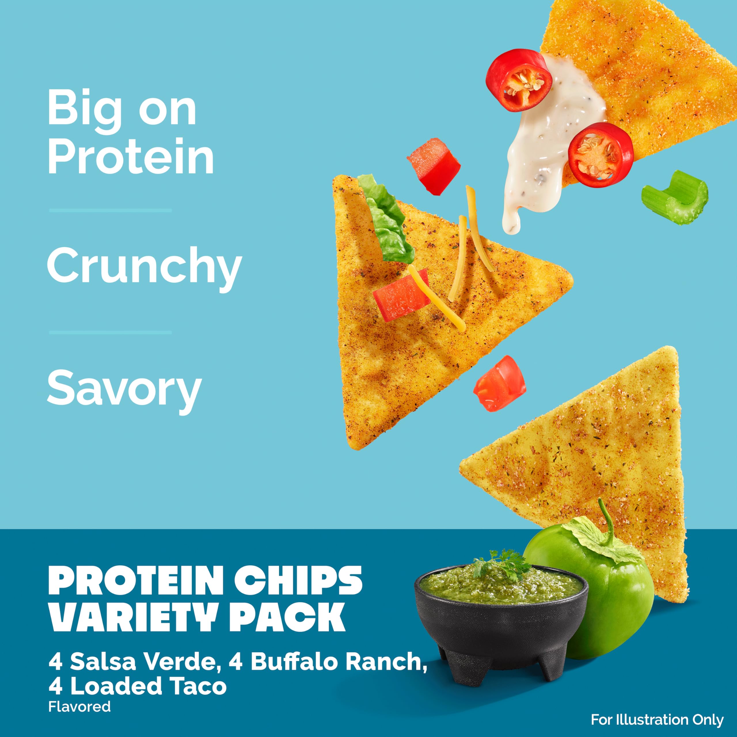 Bolsa Quest abierta con chips dentro lista para comer y obtener proteína