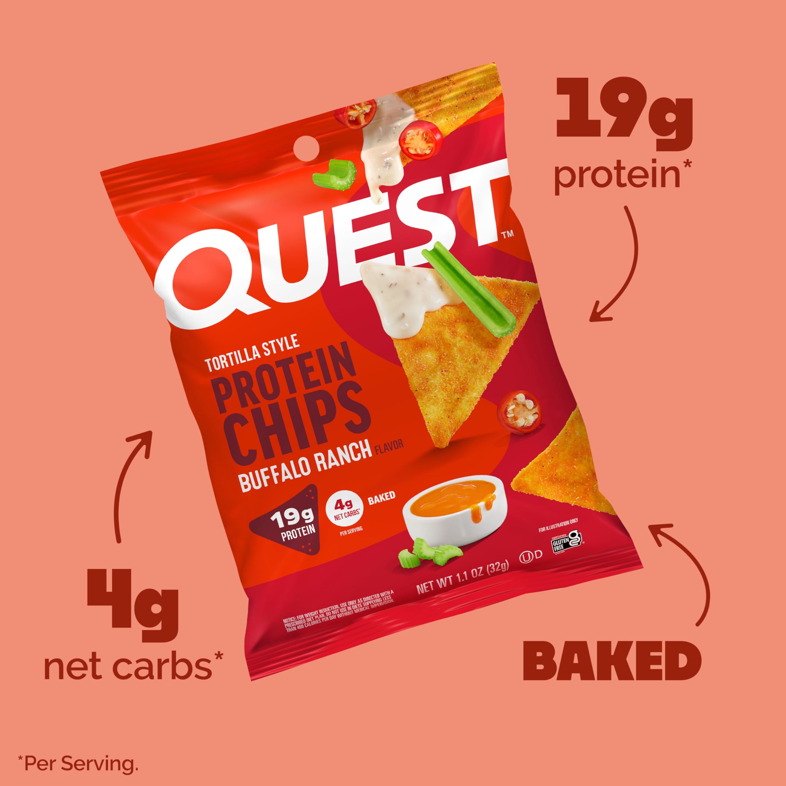 Quest bolsa abierta con chips visibles mostrando textura crujiente y sabor