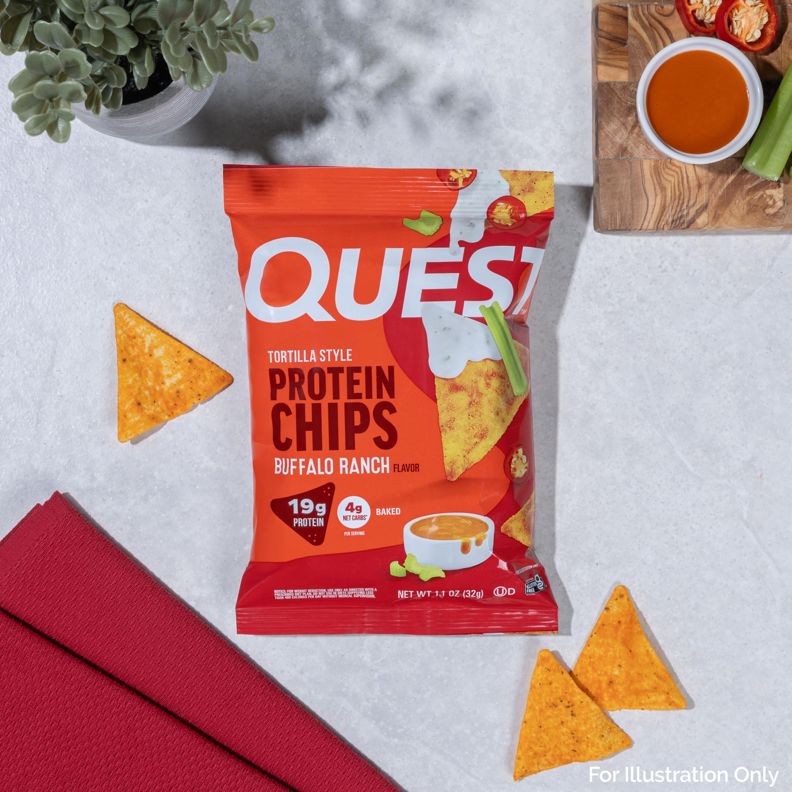 Quest etiqueta nutricional enfocada en proteína 19 g y 4 g net carbs