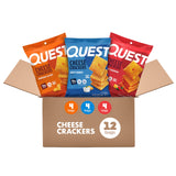 Quest paquete frontal mostrando las 12 unidades y variedad de sabores, práctico para llevar