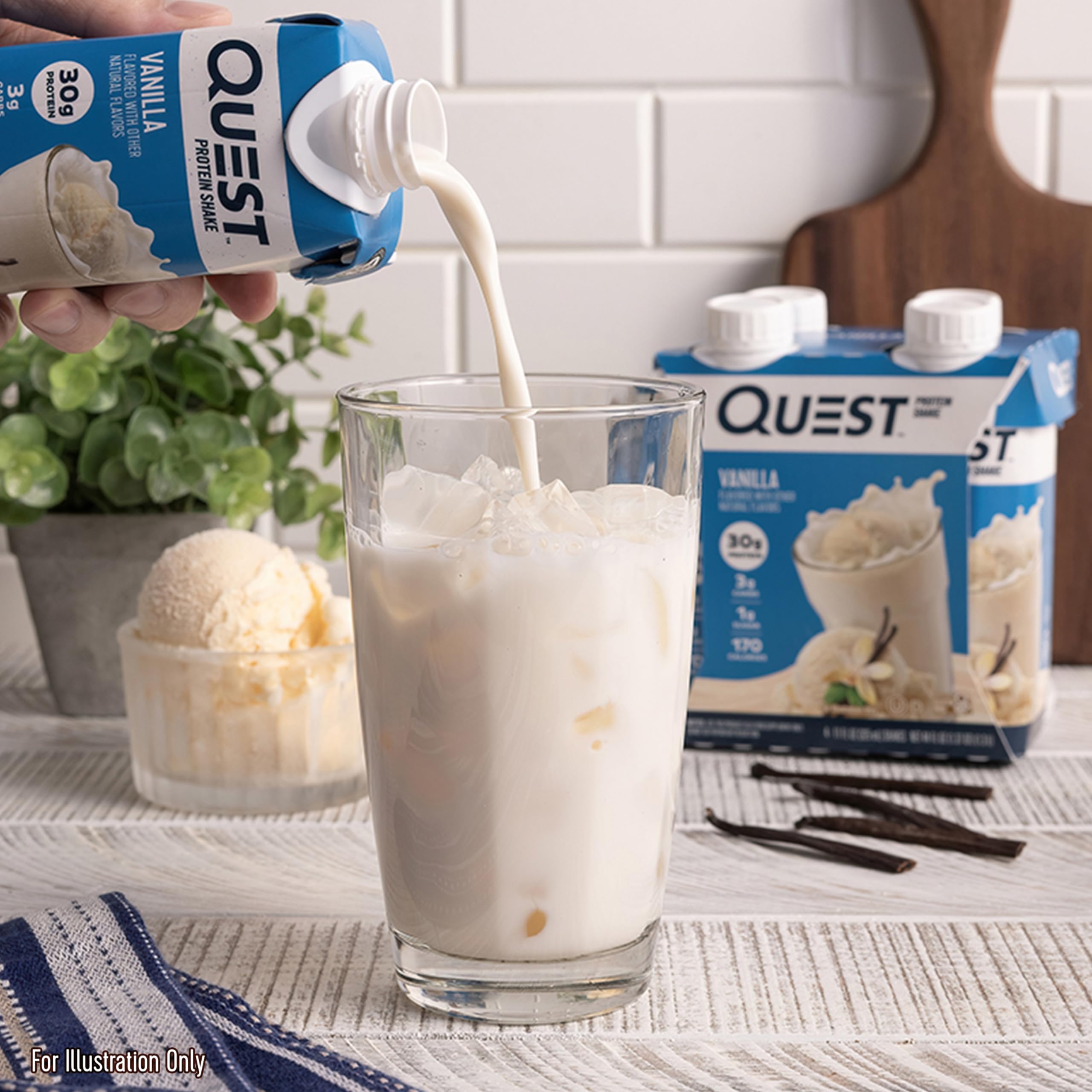 Quest etiqueta nutricional primer plano que destaca 30 g de proteína