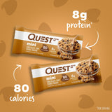 Quest barrita abierta cerca, revela textura masticable y sabor
