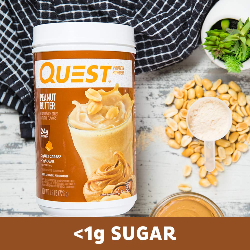 Etiqueta nutricional Quest destacando proteínas, carbohidratos y azúcares