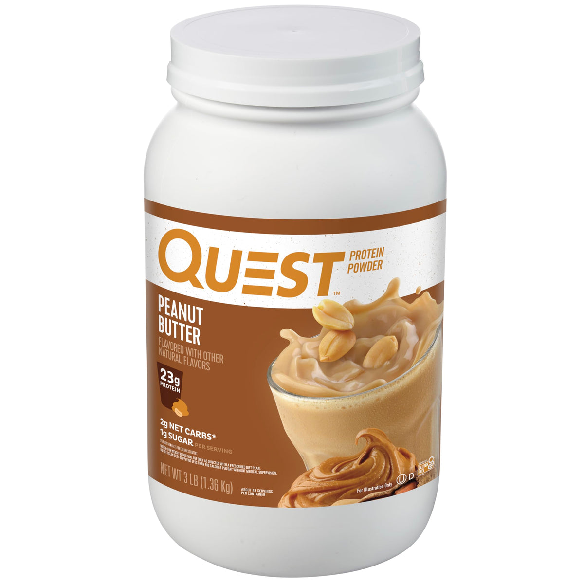 Quest bote frontal mostrando etiqueta y beneficio alto en proteína