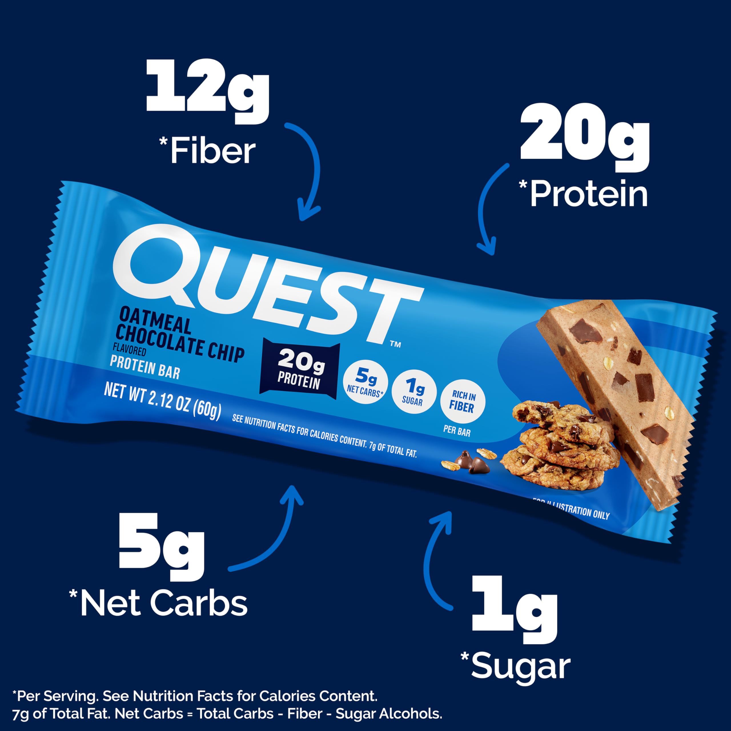 Quest textura cercana de avena y chispas destacando sabor auténtico