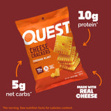 Quest primer plano textura crujiente, sabor a queso real notable