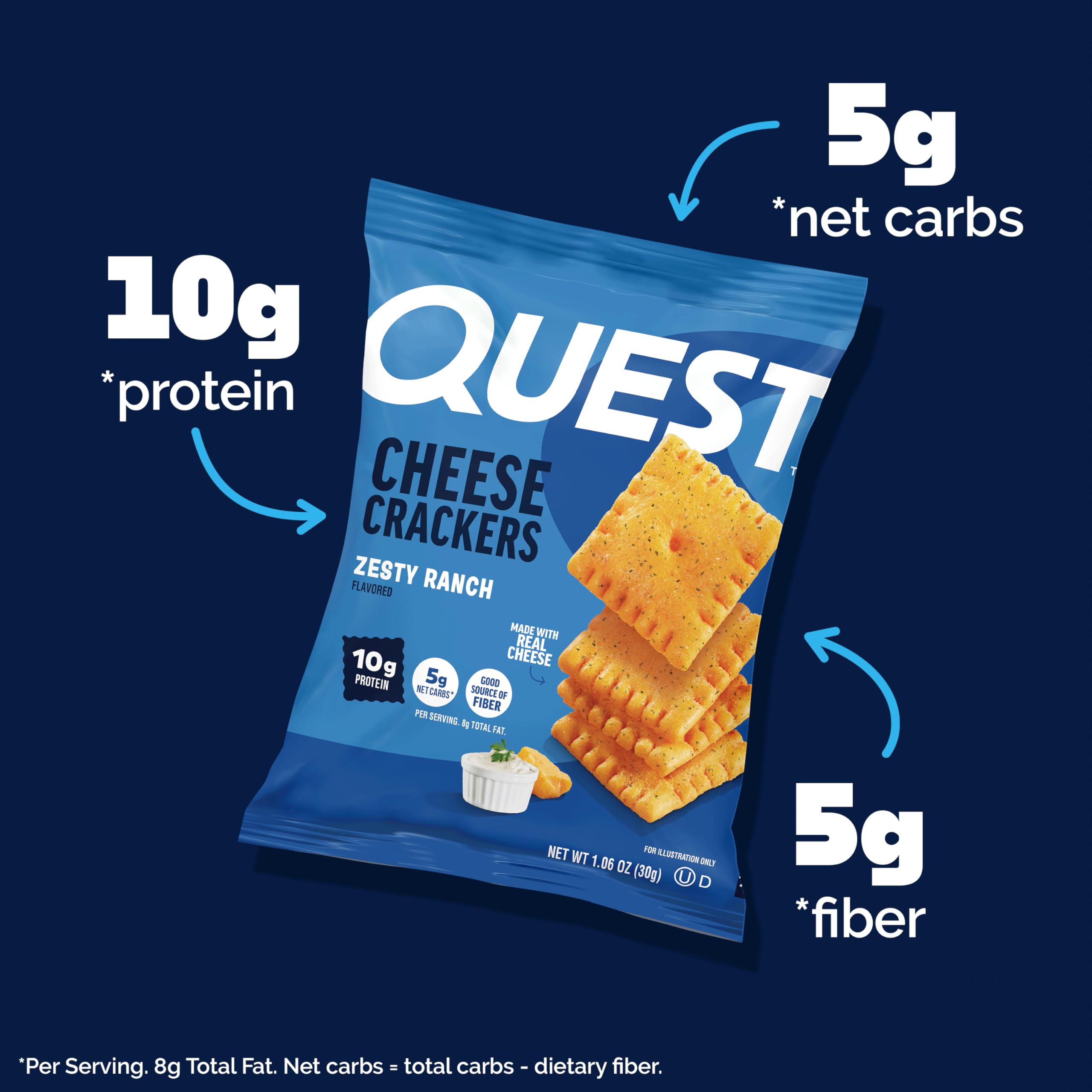 Quest textura crujiente primer plano, sabor ranch y crocancia
