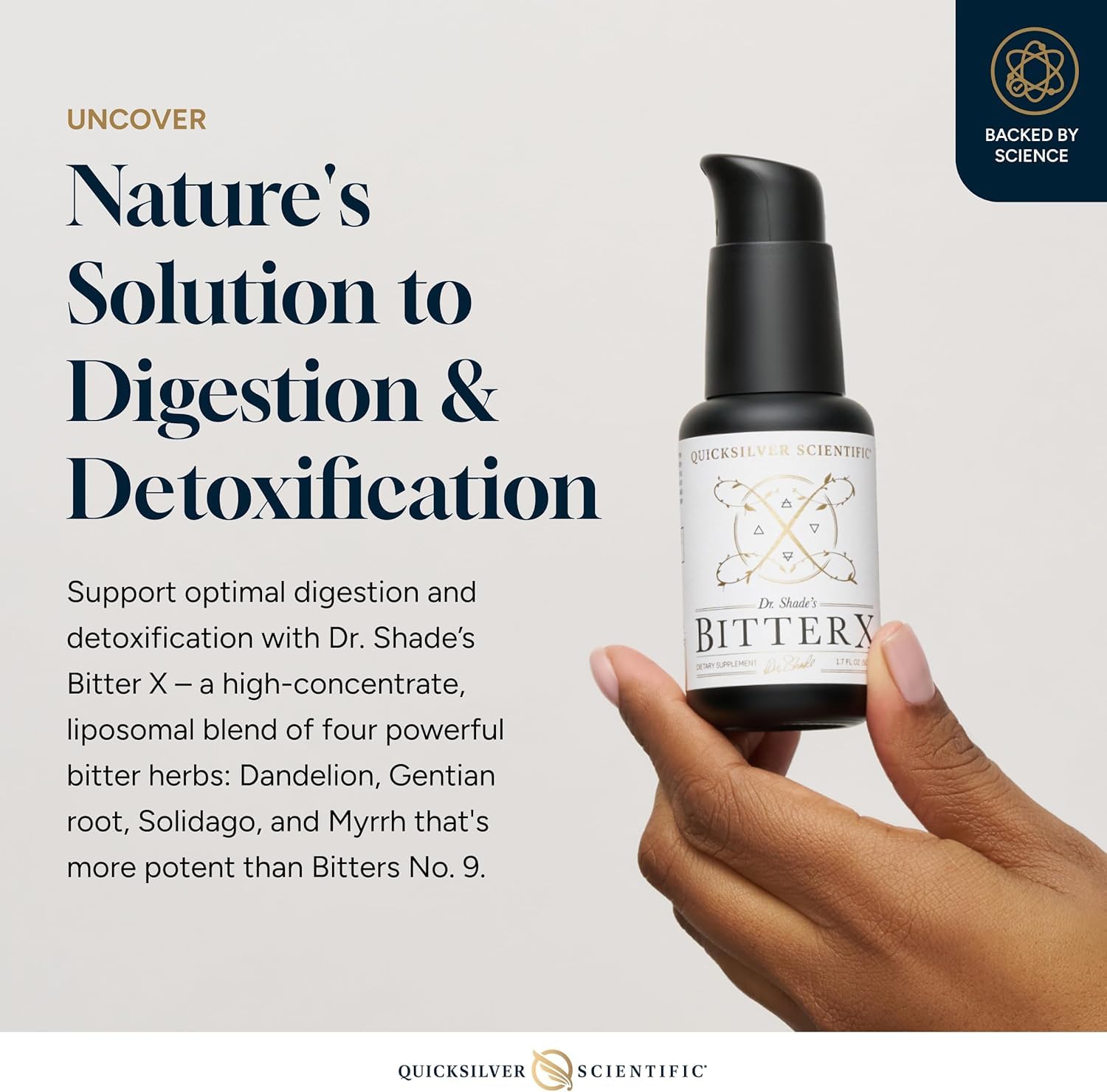 Quicksilver Scientific BitterX ingredientes principales genciana diente de león y mirra