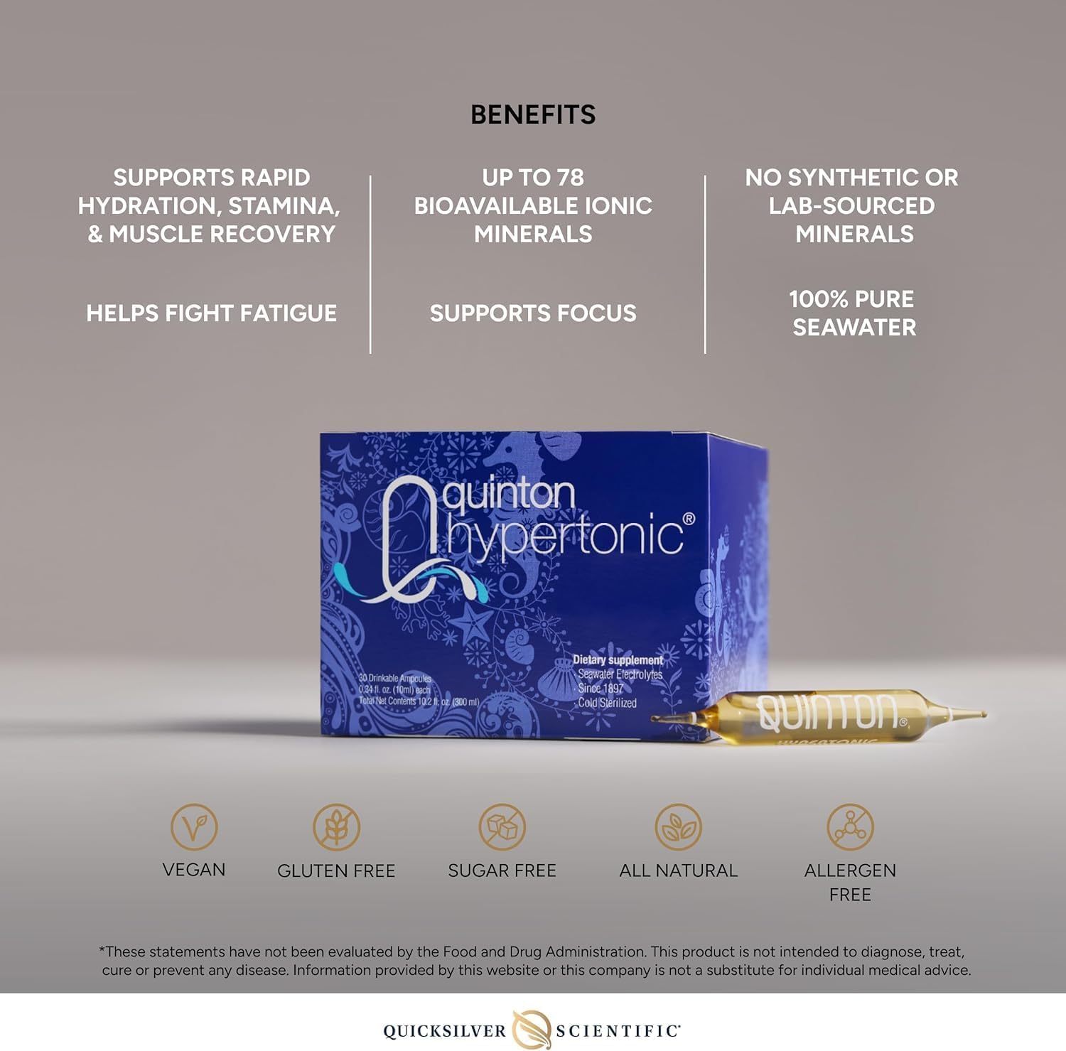 Quicksilver caja con 30 ampollas lista para llevar y almacenar fácilmente