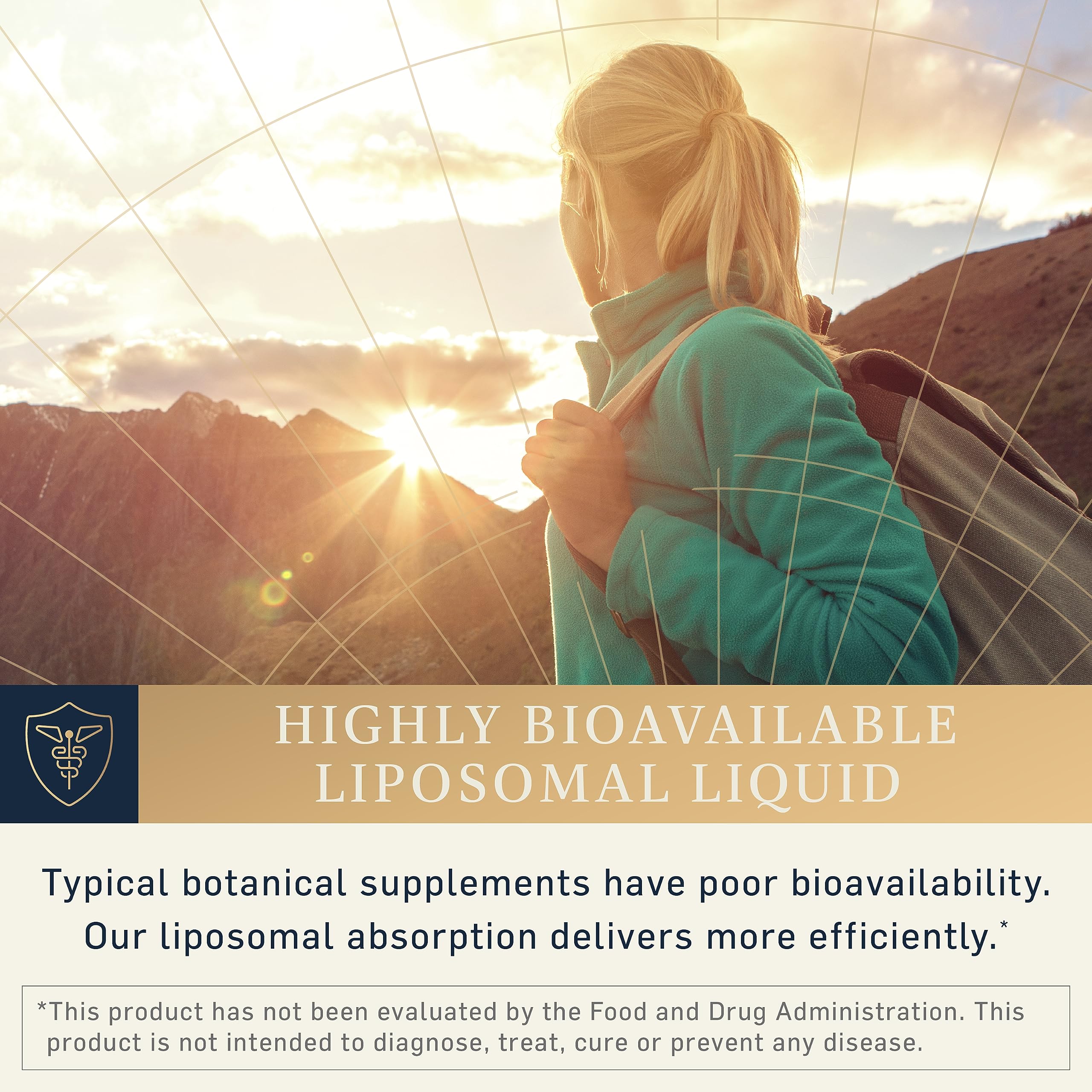 Quicksilver Scientific etiqueta con lista de ingredientes y beneficios visibles