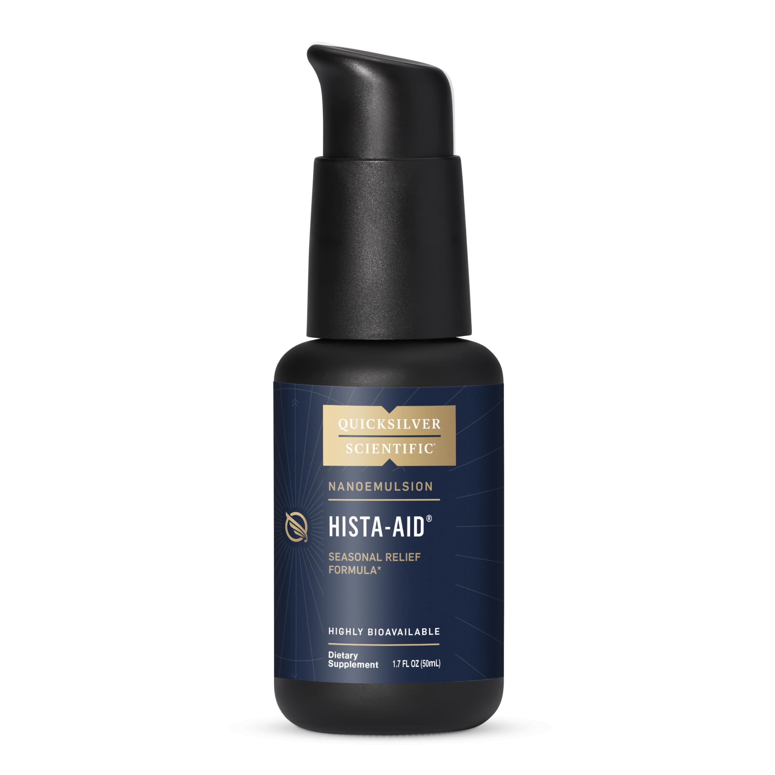 Quicksilver Scientific frasco frontal mostrando etiqueta y volumen 50ml, beneficio absorción rápida