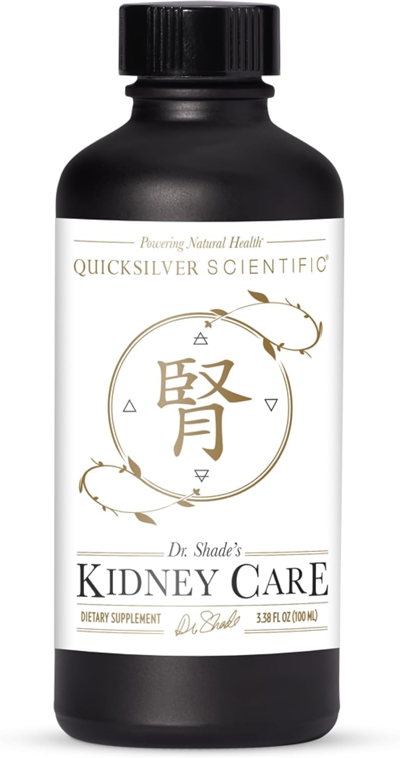 Quicksilver Scientific bottle frontal mostrando el envase y beneficio de soporte renal