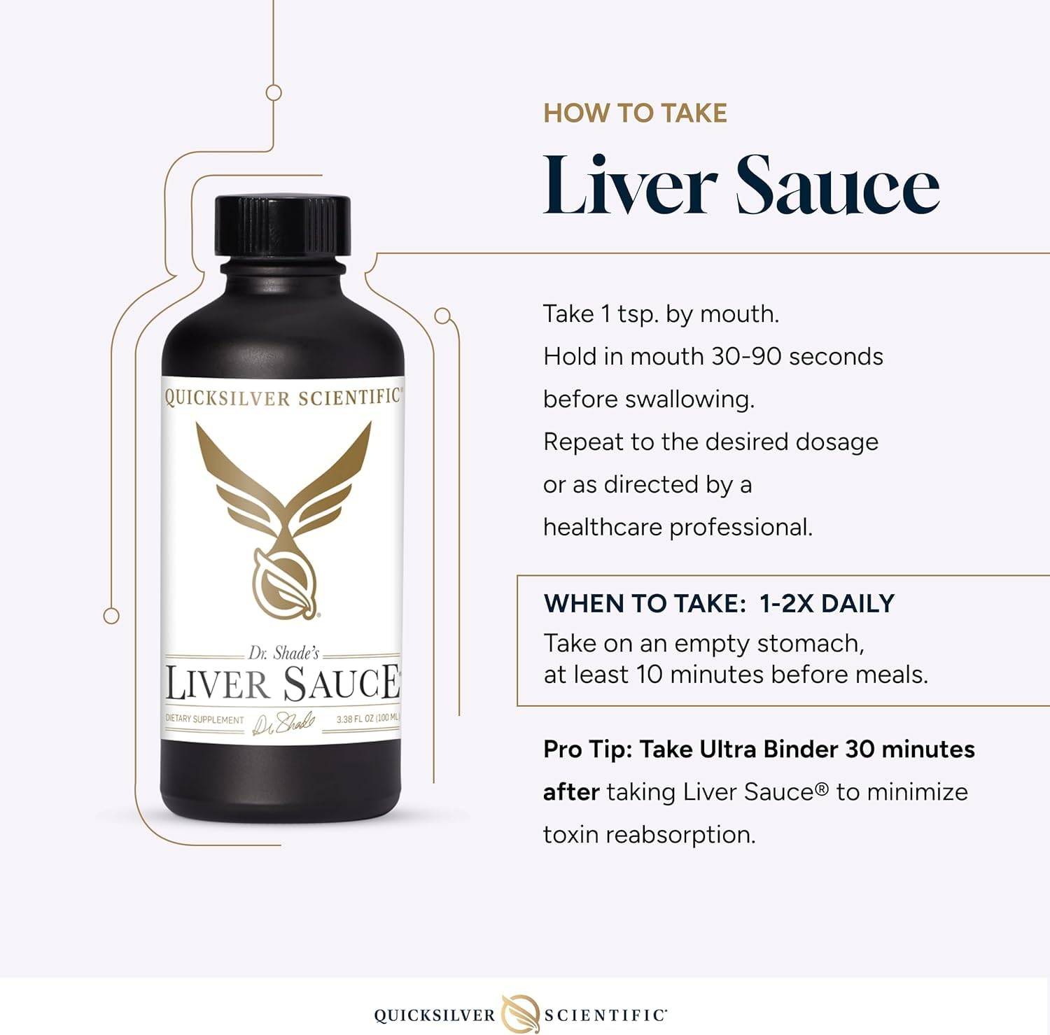 Quicksilver Liver Sauce etiqueta e ingredientes detallados mostrando calidad y transparencia