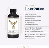 Quicksilver Liver Sauce etiqueta e ingredientes detallados mostrando calidad y transparencia
