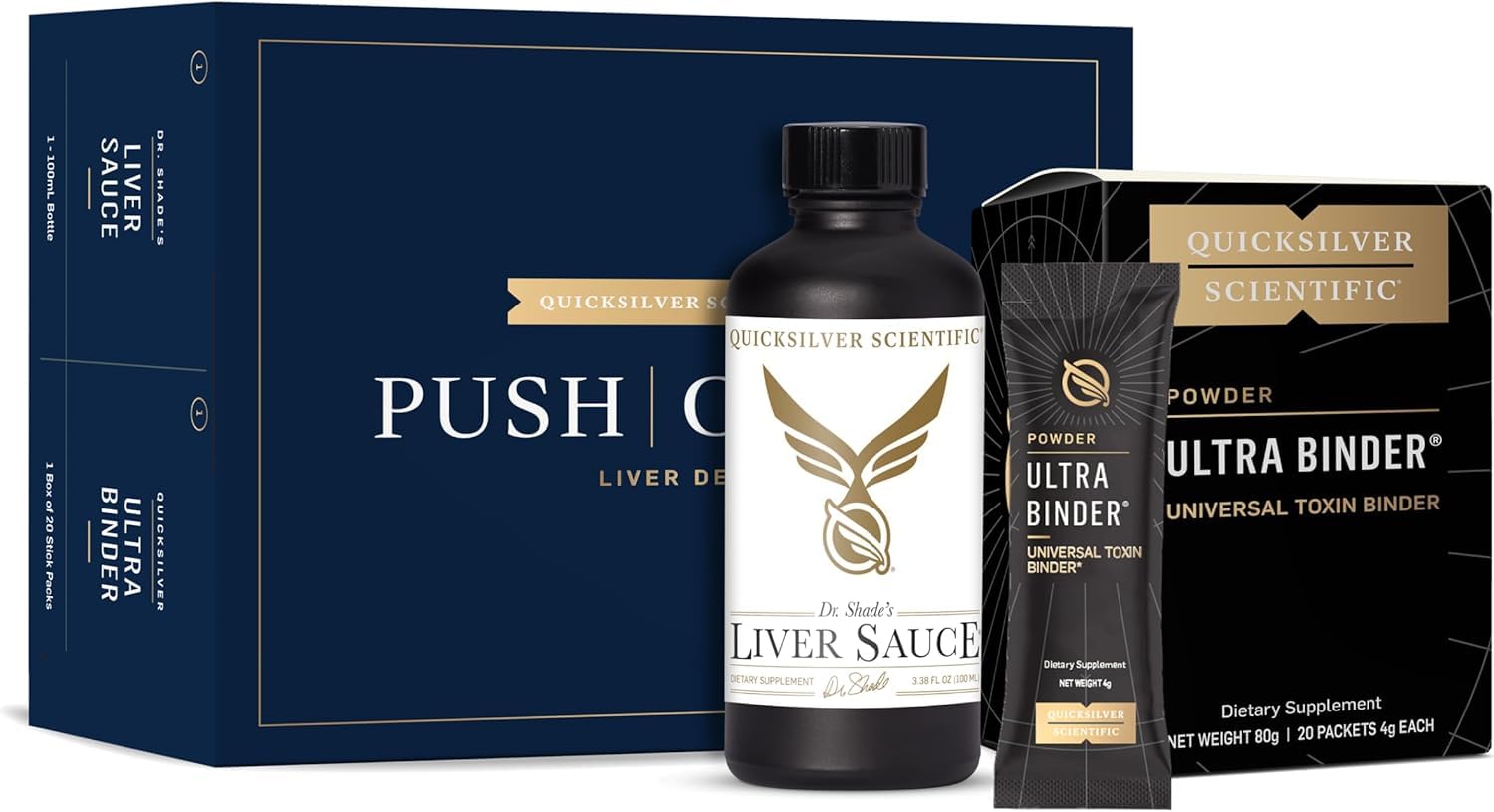Quicksilver Liver Sauce envase frontal muestra ingredientes clave y apoyo hepático
