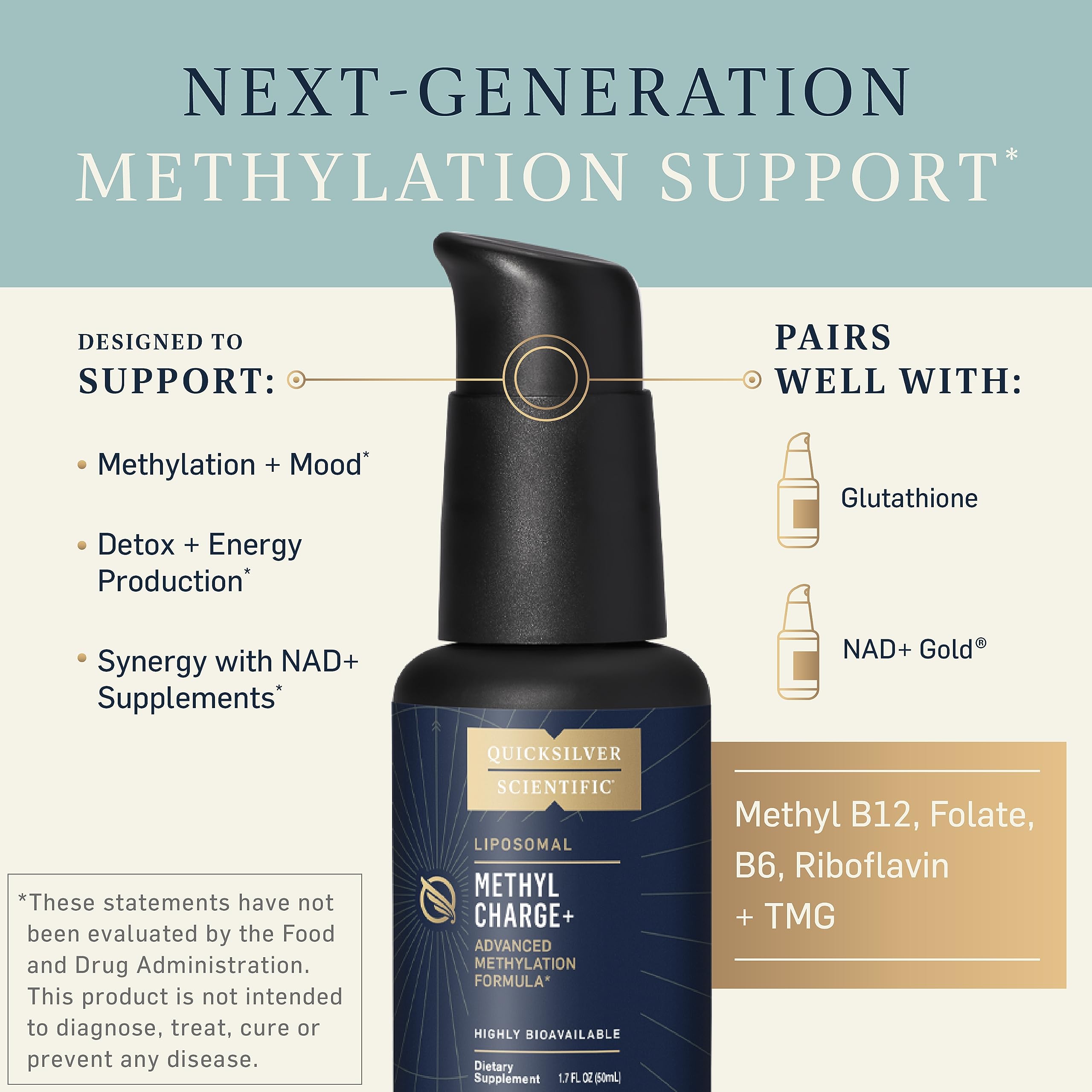 Quicksilver Scientific Methyl Charge aplicación sublingual para absorción rápida y biodisponibilidad