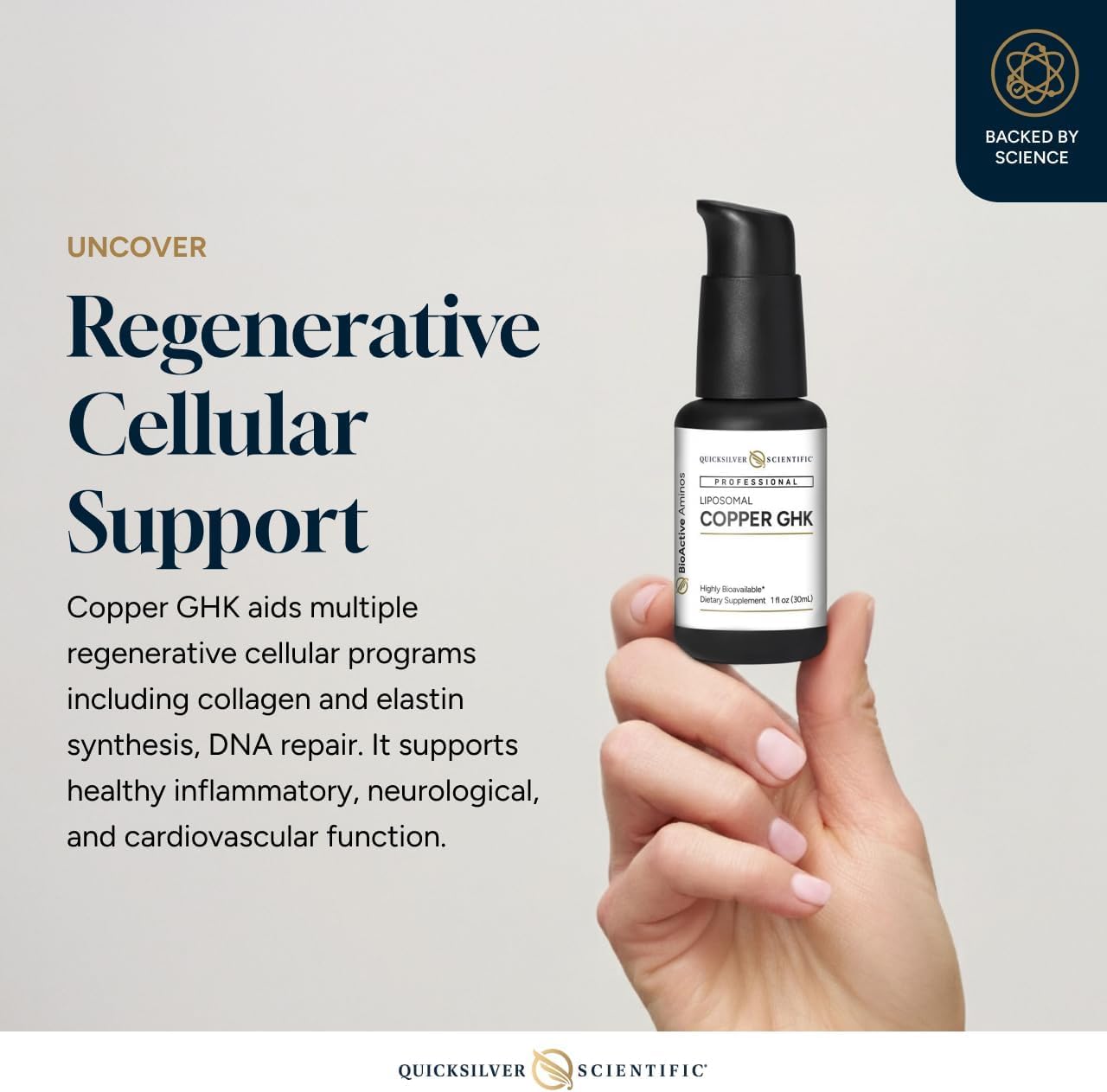 Quicksilver Scientific color y textura del líquido liposomal para absorción efectiva