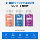 Quit Kit detalle de tabletas que ilustra facilidad de dosificación y confianza