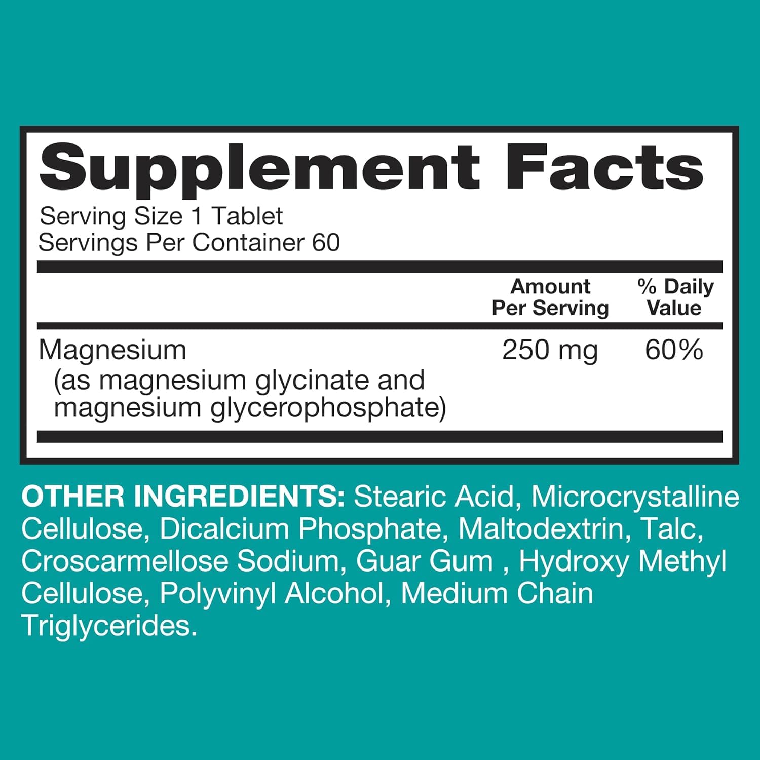 Qunol detalle de ingredientes activos glycinate y glycerophosphate