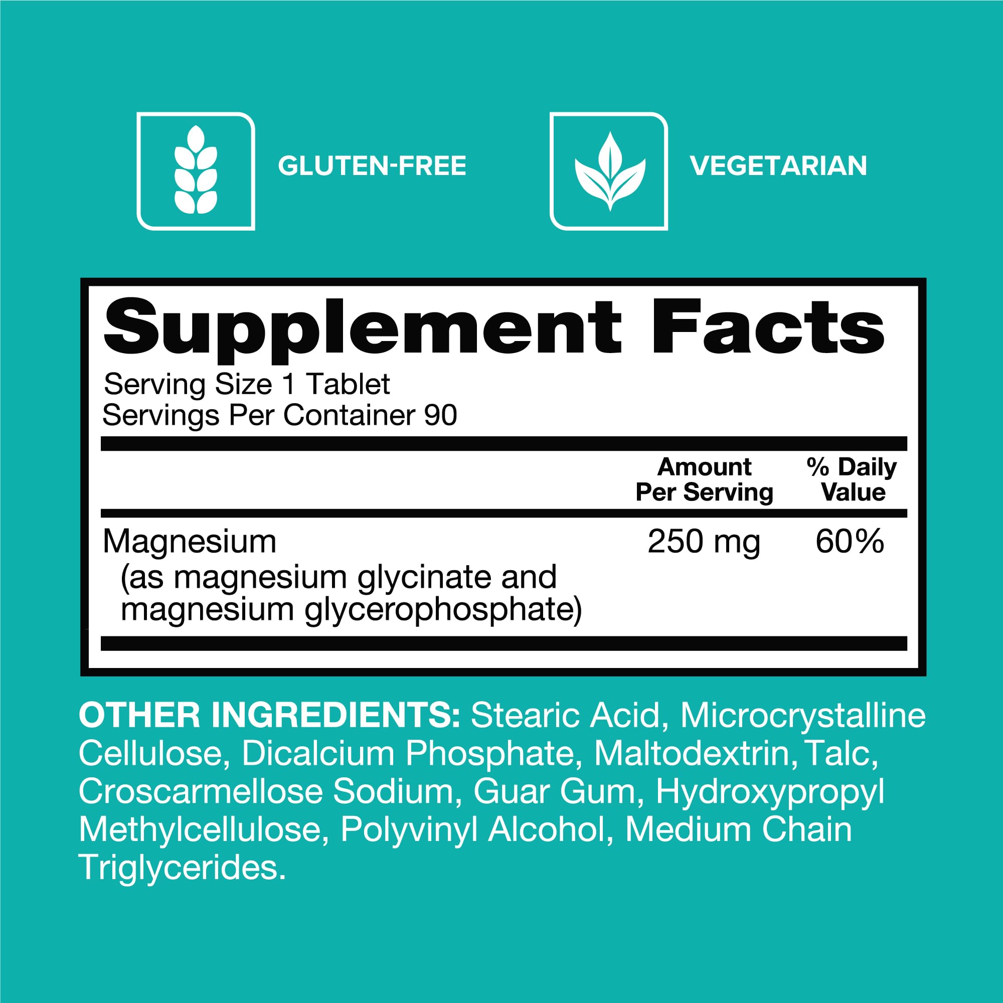 Qunol etiqueta nutricional enfocada en 250 mg por cápsula y clean label